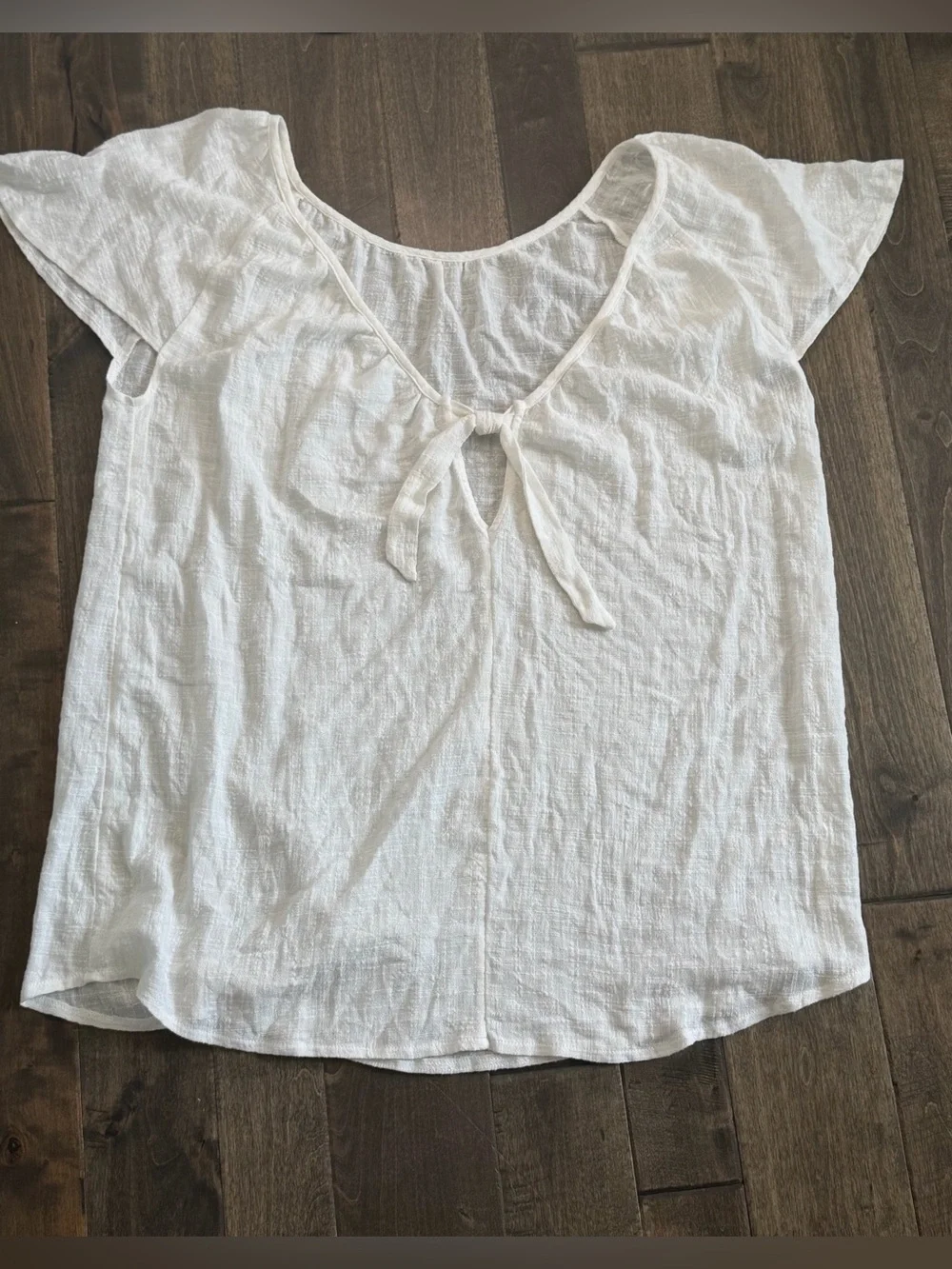 Kona Sol White Gauze Swim Cover Up Peasant Top Tie Neck Size Large